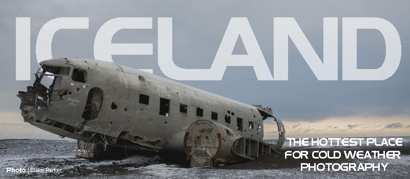 Iceland photography, plane wreck on a snowy beach.