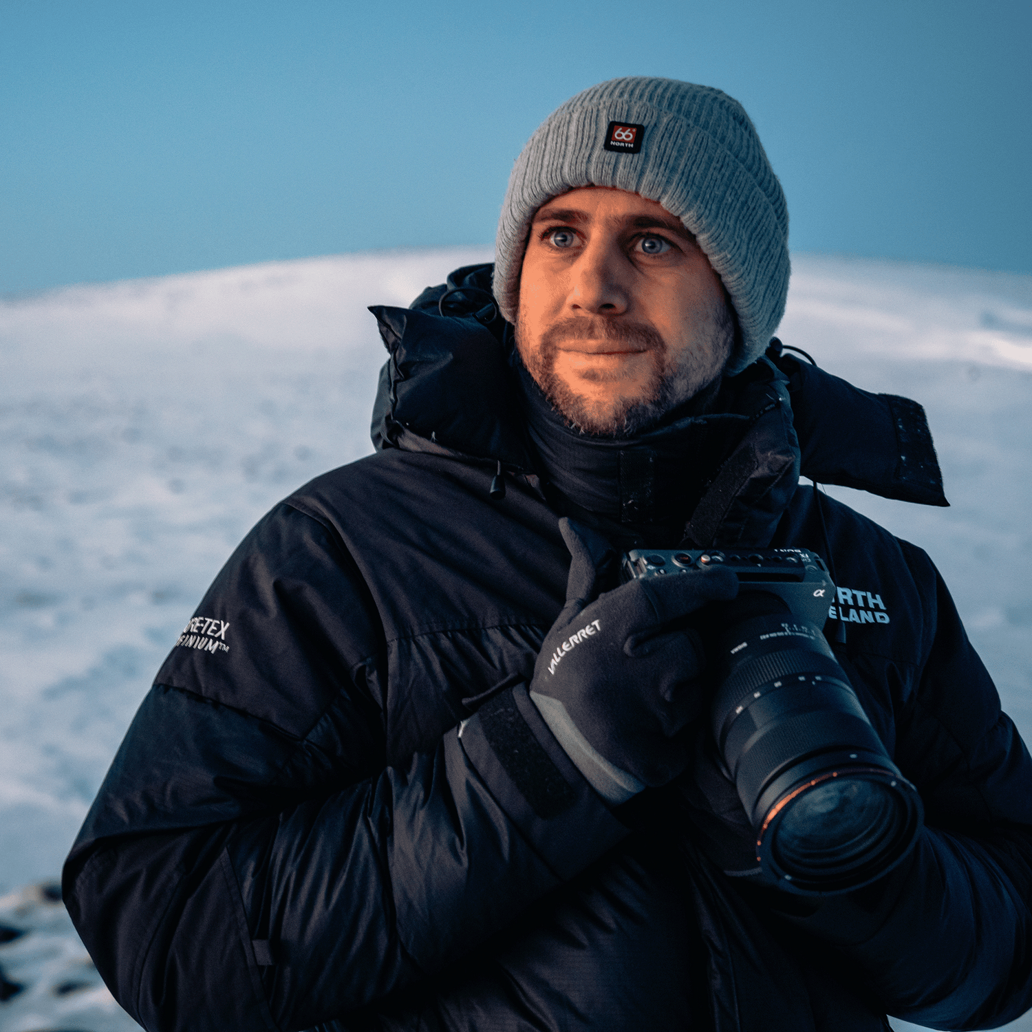 Rozle Bregar in the Icelandic wilderness using Vallerret Milford Gloves